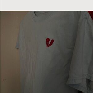Men's Sky Blue T-Shirt with Red Broken Heart Design